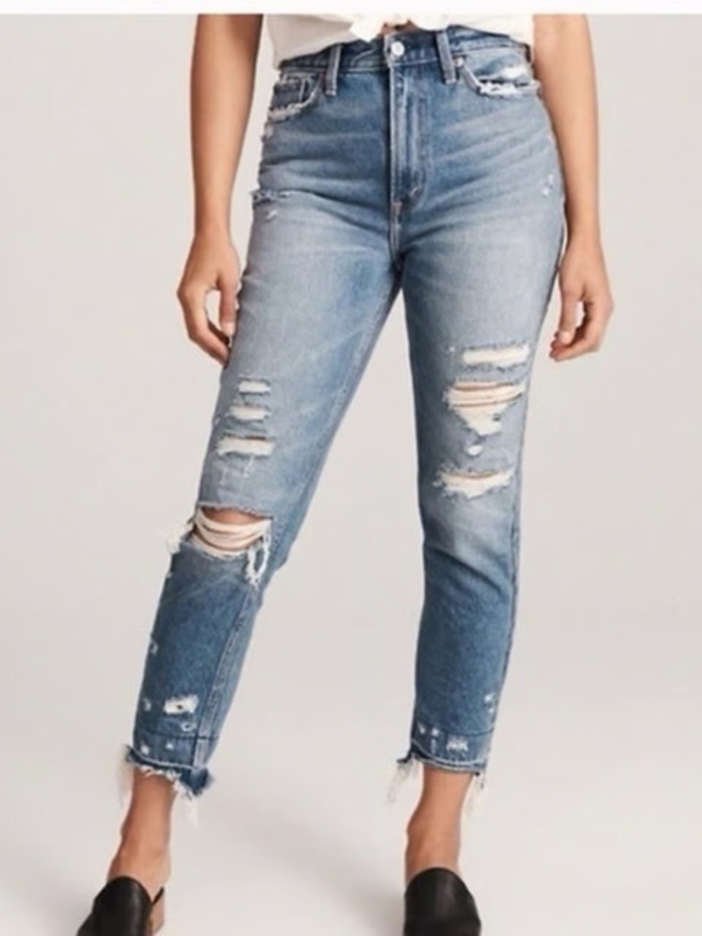 Abercrombie & Fitch Annie High Rise Distressed Jeans